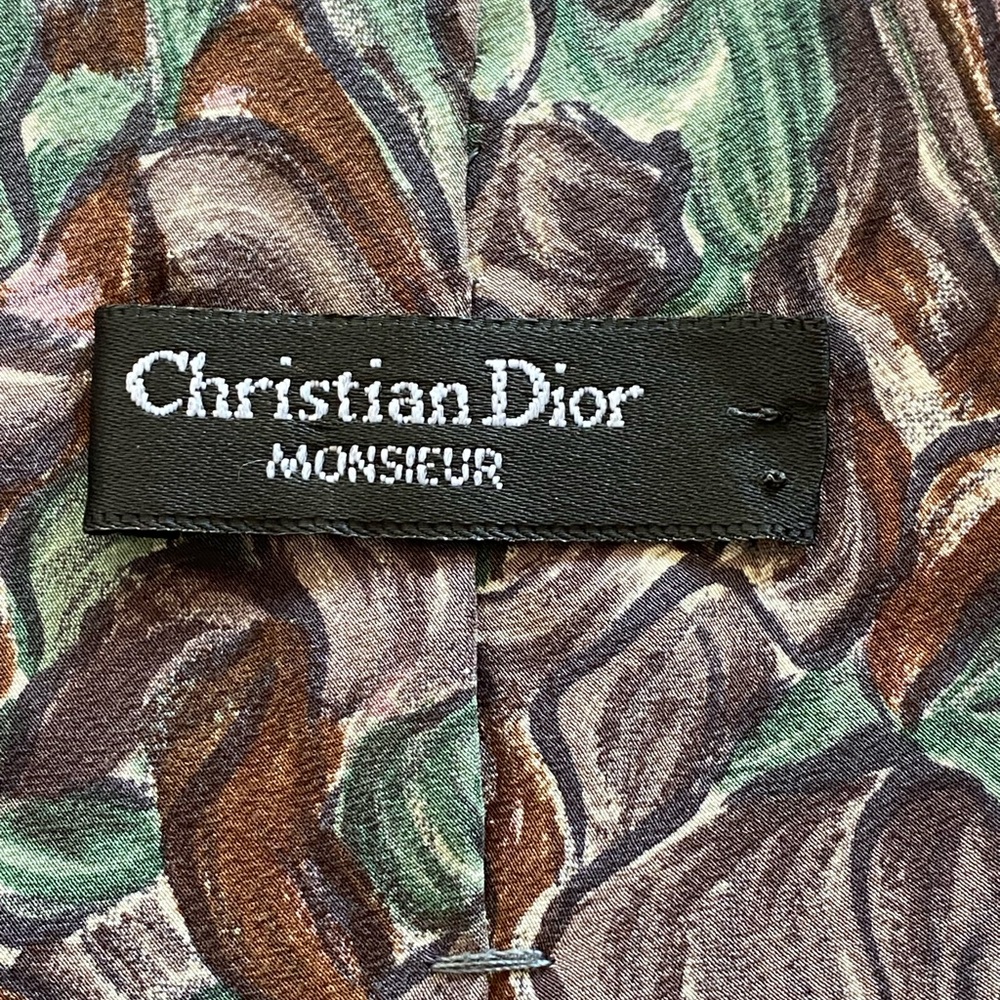 Dior Monsieur Artistic Green and Brown Tie All Silk